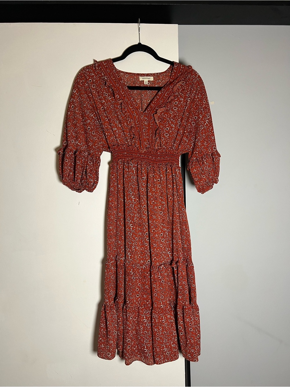 Max Studio Rust Floral Midi Dress
